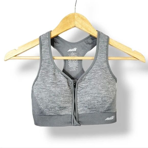 NEW Avia Activewear Women's Medium Support Sports Bra in Heathered Gray Size Med - Picture 2 of 11